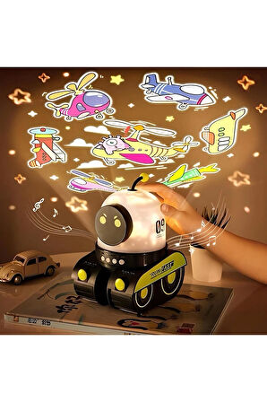 ÇOCUKLAR İÇİN EĞİTİCİ VE EĞLENCELİ ROBOT TEMALI PROJEKTÖR GECE LAMBASI