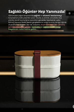 Bambu Kapaklı Lunch Box Kahvaltılık Saklama Kabı Large Bölmeli