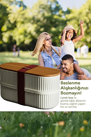 Bambu Kapaklı Lunch Box Kahvaltılık Saklama Kabı Large Bölmeli