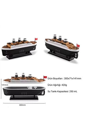 Titanic Gemi Hava Nemlendirici Fonksiyonlu Buhar Makinesi Kumandalı