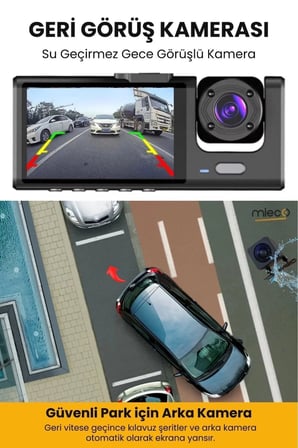 1s Wifi / App /1920p Fhd/ 170° Ultra Geniş Açı/gece Görüş/ G-sensörü 3 Kameralı Araç Kamerası(2025)