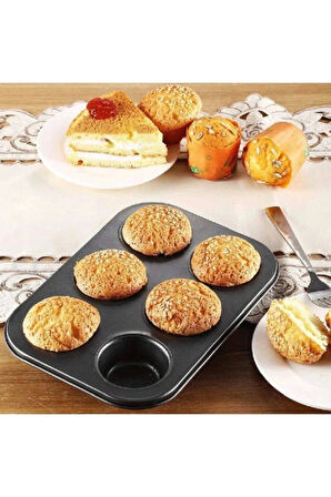 Cupcake Fırın Kalıbı 6 Büyük Bölmeli 6 Bölmeli Muffin Kek Kalıbı