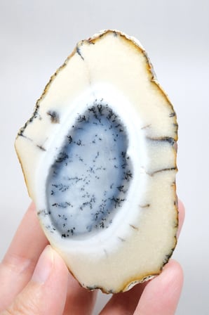 Dendritik Opal Çifti - Mavi ve Krem Merlinite Cilalanmış Taşlar, 368g