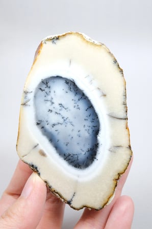 Dendritik Opal Çifti - Mavi ve Krem Merlinite Cilalanmış Taşlar, 368g
