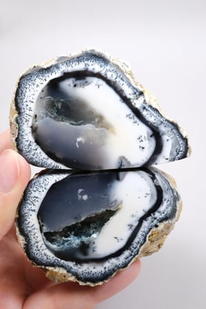 Mavi ve Beyaz Merlinit Jeot Çifti - Yarı Saydam Çekirdek 3D Dendritler Botryoidal Matris, 209g