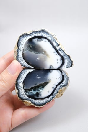 Mavi ve Beyaz Merlinit Jeot Çifti - Yarı Saydam Çekirdek 3D Dendritler Botryoidal Matris, 209g