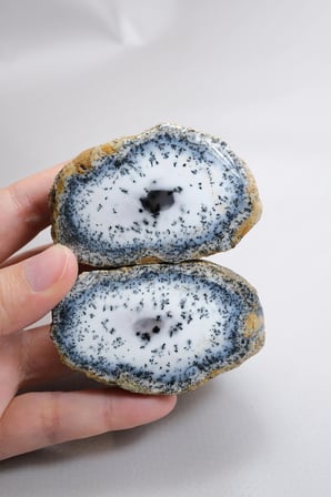 Mavi ve Kar Beyaz Merlinit - Dendritik Opal, 213g