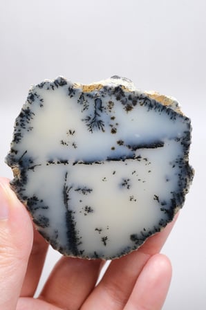 Krem ve Beyaz Renkli Merlinit - Krem Dendritik Opal ile Jet-Siyah Ağaç İçerikler