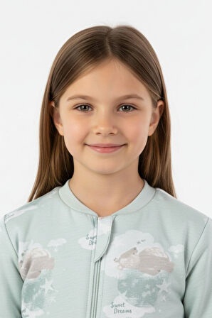 Kız Çocuk Elyaf Dolgulu Premium Kalite 2 Tog Desenli Uyku Tulumu 