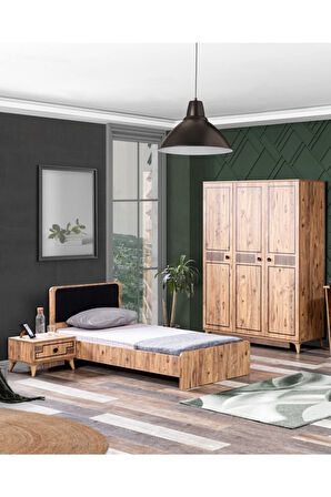 Atlantik Genç Odası - 3 Kapaklı Dolap, Karyola, Komodin