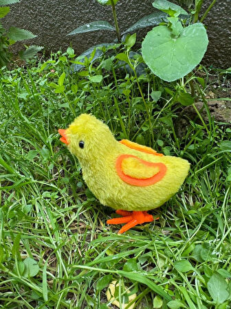 Sarı Civciv Oyuncak Koşan Civciv Bebek Mini Kurmalı Peluş Civciv