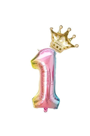 Kral Taçlı Folyo Balon Renkli 1