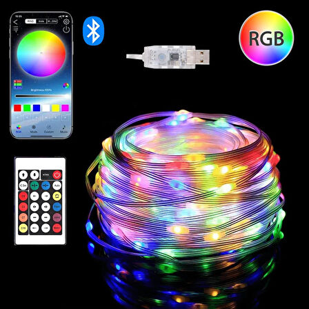 USB Fonksiyonlu Uygulamalı 10 Metre Rgb Yılbaşı Ledi Magic Led Kumandalı Led Çam Ağacı Ledi