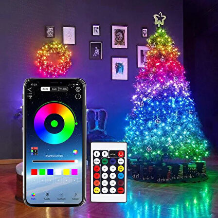 USB Fonksiyonlu Uygulamalı 10 Metre Rgb Yılbaşı Ledi Magic Led Kumandalı Led Çam Ağacı Ledi