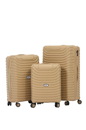Keo-Plus Gold 3 lü Set Silikon Kırılmaz PP Valiz