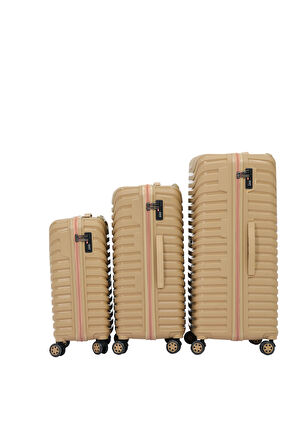 Keo-Plus Gold 3 lü Set Silikon Kırılmaz PP Valiz