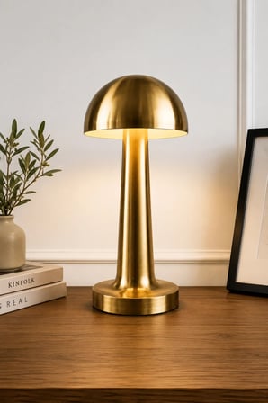 Şarjlı Masa Lambası Lizbon Dokunmatik Dimmerli 3 Renk Işık Ayarlı USB Type-C Antik Gold Abajur