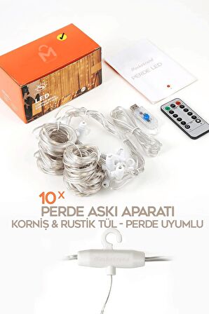 Kumandalı 10 Saçaklı Animasyonlu USB li 3x2 Metre Dekor Perde  Led - Saçaklı Led Peri Led