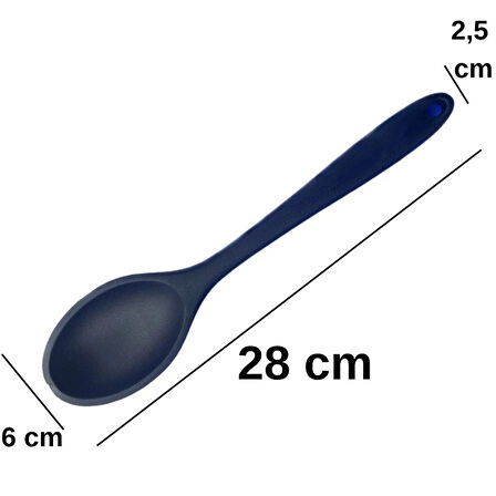 Sert Uçlu Isıya Dayanıklı Yanmaz Yapışmaz Silikon Uzun Kısa Derin Kaşık 28 Cm-20 cm/Kısa Kaşık 22 Cm