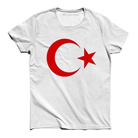 Mashotrend A Kalite Beyaz Üstüne Ay Yıldız Türkiye Tshirt - 29 Ekim Cumhuriyet Bayramı Tişört  23 Nisan Tişört