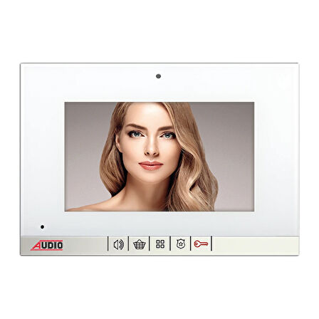 AUDIO 001464A (001190)  Bus Plus 7"Görüntülü Diafon Mekanik Butonlu Handsfree  Vi̇lla Set Beyaz