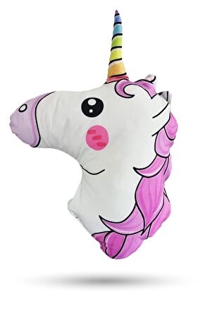 46 cm Unicorn Yastık - Renkli Unicorn Yastık - Çocuk Yastık - Bebek Yastık Elyaf Yastık Atcık Yastık