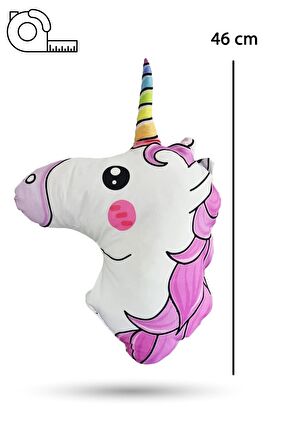 46 cm Unicorn Yastık - Renkli Unicorn Yastık - Çocuk Yastık - Bebek Yastık Elyaf Yastık Atcık Yastık