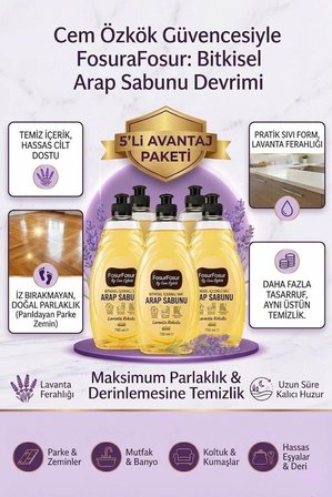 Foşurfoşur By Cem Özkök Lavanta Kokulu Bitkisel Sıvı Arap Sabunu 750 ml 5 Adet
