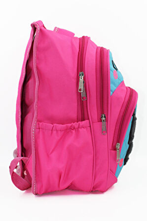 3 Gözlü Tüylü Kuromi İlkokul Çantası + Beslenme - Kuromi İlkokul Kız Çantası Mini Kafalı