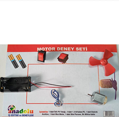 30 lu Set Motor Deney Seti - Ortaokul Deney Seti Fen Dersi Deneyi Elektirik Deneyi