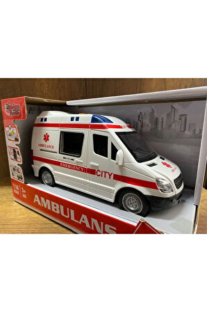 Oyuncak Ambulans Sesli Işıklı Büyük Ön Kapı Ve Yan Kapısı Açılır Oyuncak Ambulans Araba 1:16