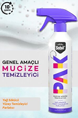 1 Adet 500ML Selsil Pak Mucize Temizleyici Köpük Sprey Modeli - Selsilpak Köpük Sprey