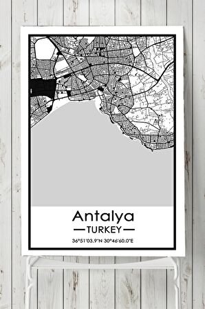 Antalya Harita Dekoratif Tasarım Poster