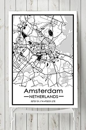 Hollanda Amsterdam Harita Dekoratif Tasarım Poster