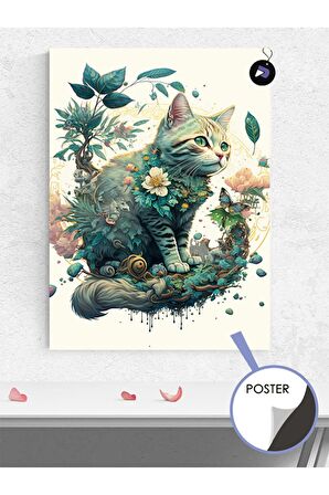 Kedi ve Doğa Hayvan Poster - Afiş - Dekoratif Duvar Posteri