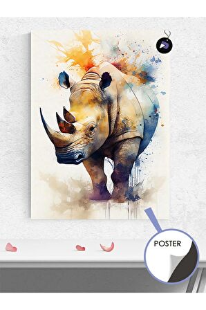 Gergedan Öfkesi Hayvan Poster - Afiş - Dekoratif Duvar Posteri