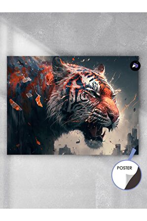 Kaplan Öfkesi Hayvan Poster - Afiş - Dekoratif Duvar Posteri