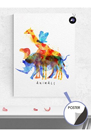 Soyut Hayvanlar Alemi Hayvan Poster - Afiş - Dekoratif Duvar Posteri