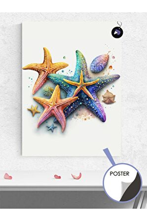Deniz Yıldızı Ailesi Hayvan Poster - Afiş - Dekoratif Duvar Posteri