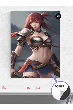 Kızıl Savaşçı Anime Kızı Manga Anime Poster - Afiş - Dekoratif Duvar Posteri