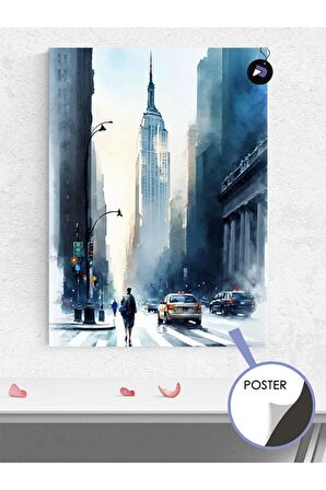 Amerika Newyork Caddesi Poster - Afiş - Dekoratif Duvar Posteri