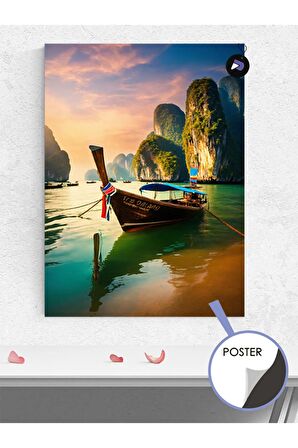 Tayland Phuket Tekne Poster - Afiş - Dekoratif Duvar Posteri