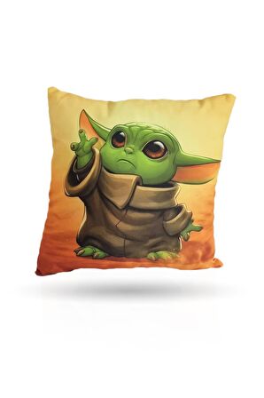 Baby Yoda Yastık - Bebek Yoda Yastık - Elyaf Yastık - 14 Şubat Sevgiliye Hediye