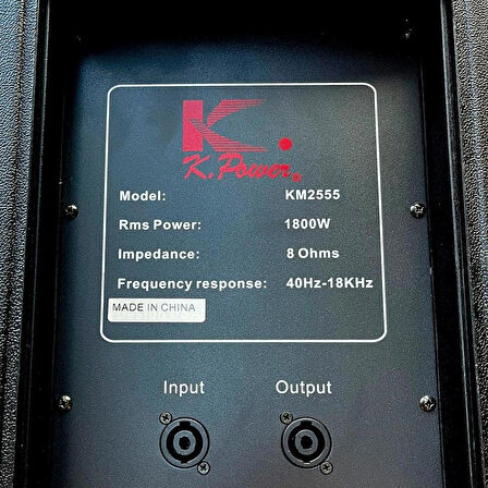 K POWER KM2555 15"inc 8 OHM 1800WATT Pasif Hoparlör