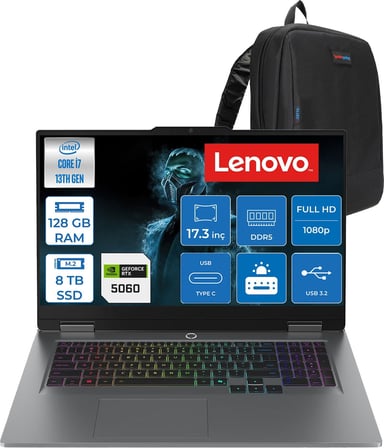 Lenovo Loq 17IRX10 Intel Core I7 13700HX 128GB Ddr5 8tb SSD RTX5060 8gb 115W Freedos 17.3 Inç Fhd (1920X1080) IPS 300NITS 165HZ 100% Srgb Taşınabilir Bilgisayar W83JH00BQTRF54 + Zetta Çanta