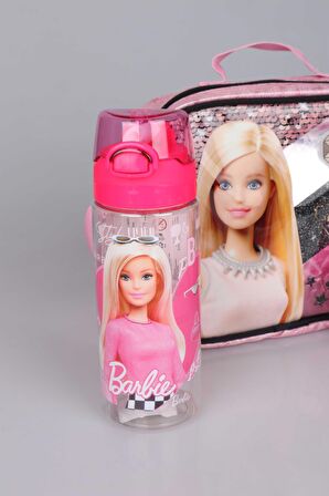 DEKOMUS LİSANSLI BARBIE GİZEMLİ PARILTILAR KOLEKSİYONU "COLLEGE" BESLENME ÇANTASI,500 ML MATARA VE BESLENME KABI SETİ