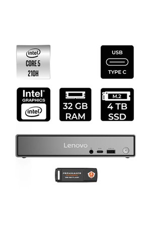 ThinkCentre Neo 50q Gen 5 Intel Core 5 210H 32GB 4TB SSD FDOS Mini Masaüstü Bilgisayar