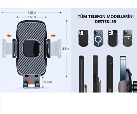 Araç Içi Otomatik Telefon Tutucu Cam Ve Torpido Için Yüksek Kalite Garantili Telefon Tutucu