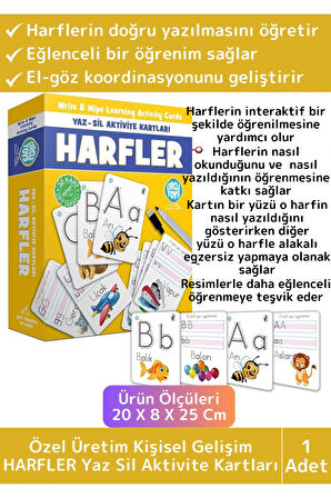 Premium Eğitici Zeka Koordinasyon Geliştirici Kişisel Gelişim Çocuk Harfler Yaz Sil Aktivite Kartlar