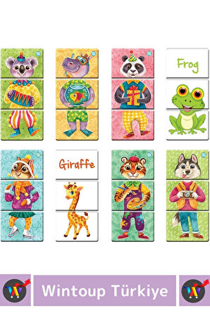 Premium Eğitici Zeka Dil Geliştirici Çocuk El Göz Koordinasyon Animals Mix & Match Karıştır Eşleştir